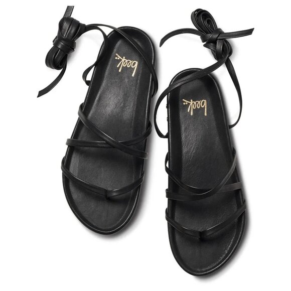 NEW BEEK Leather Canary Ankle Tie Sandals in BLACK for women 864mn - Picture 6 of 9